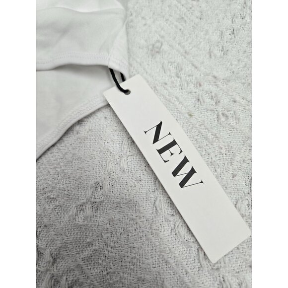 White Wrap-Style Bodysuit With Short Sleeves & V-Neckline Stretchy Polyester/Spa - Picture 5 of 6